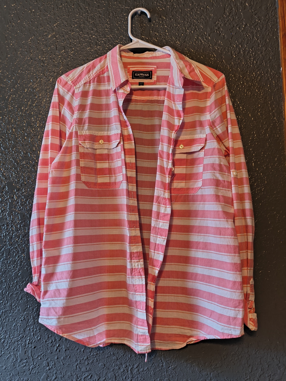 Express Pink Striped Button-Up Shirt